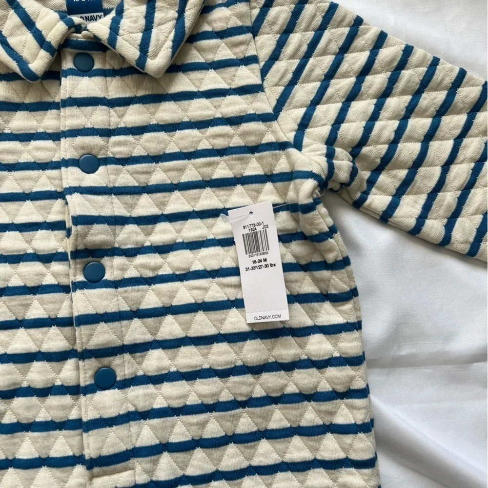 Old Navy Unisex Striped Blue and White Quilted Kids One Piece Size 18-24 Months